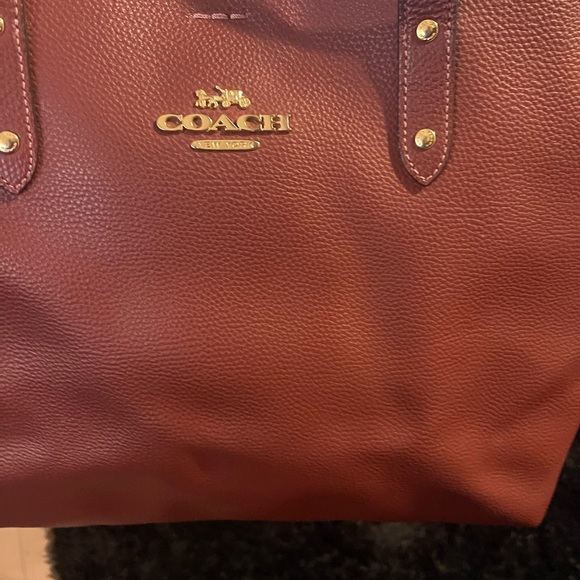 Coach Handbags - Coach Burgundy Leather Tote Bag